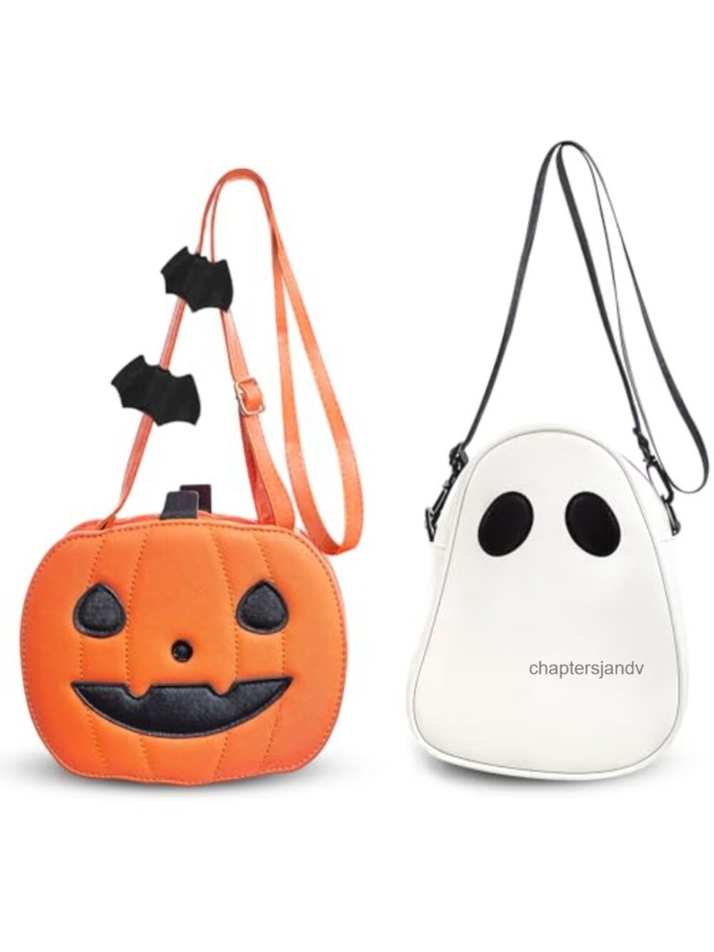 2 Pack Halloween Pumpkin Ghost Crossbody Purse Set PU Leather